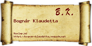 Bognár Klaudetta névjegykártya
